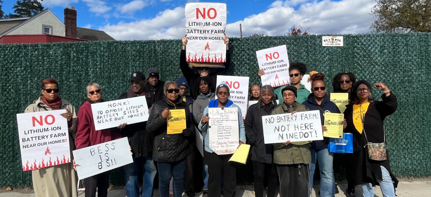 A group of community members who oppose the Addisleigh Park battery storage facility.