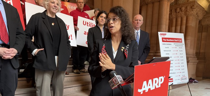 Assembly Member Michaelle Solages speaks at a press conference about energy affordability on March 5, 2026.