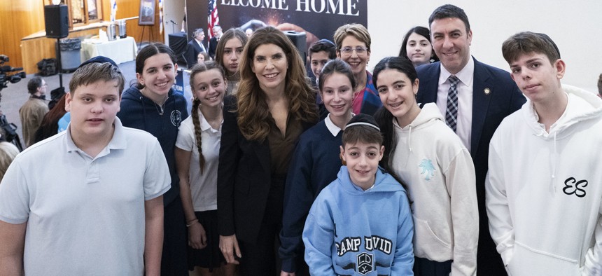 UJA-Federation of New York co-hosted a rally celebrating Council Speaker Julie Menin after she passed the “buffer zone” bills.