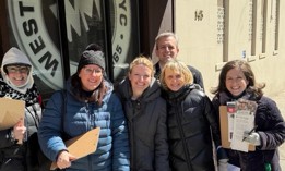 Vanesa Aronson (right) and campaign supporters including City Council Member Virginia Maloney (center).