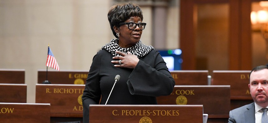 Crystal Peoples-Stokes has served in the Assembly since 2003 and been majority leader since 2018.