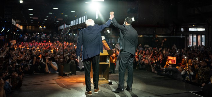 Democratic socialist Sen. Bernie Sanders was a surprise guest at Mayor Zohran Mamdani's Sunday night speech.