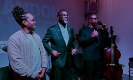Chicago Mayor Brandon Johnson, center, attends a fundraiser in the South Bronx hosted by Working Families Party National Director Maurice Mitchell, left, and former Rep. Jamaal Bowman, right, on April 13, 2026.
