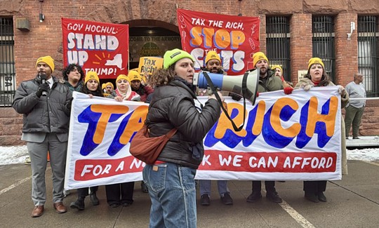 Our Time organized a the tax the rich rally in Albany on Feb. 25, 2026. 