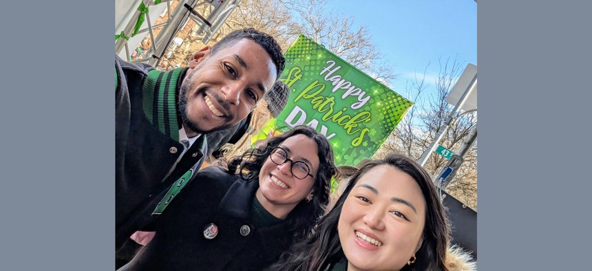 From left, Borough President Antonio Reynoso, Assembly Member Claire Valdez and City Council Member Julie Won.