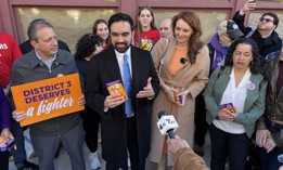 Former New York City Comptroller Brad Lander, New York City Mayor Zohran Mamdani and City Council Member Alexa Avilés campaign with Lindsey Boylan (second from right).