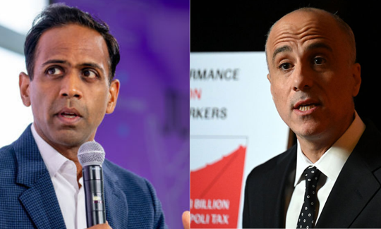 Raj Goyle, left, and Drew Warshaw are trying to prove they can own the progressive lane in the Democratic primary for state comptroller.