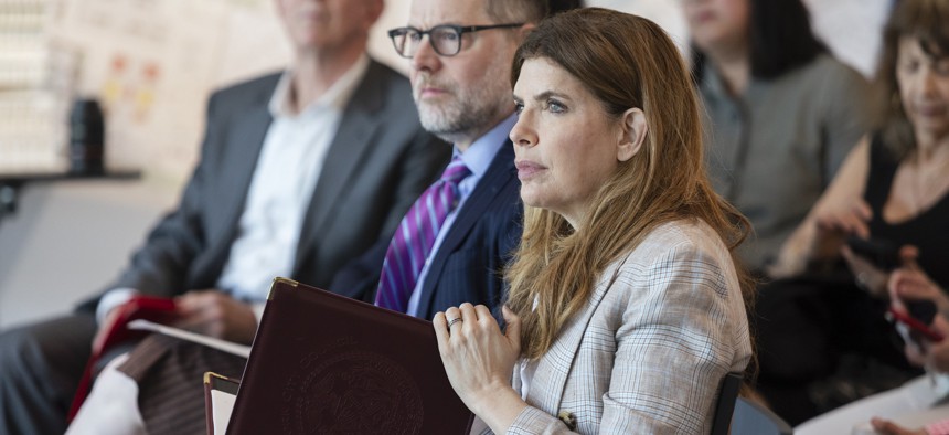Speaker Julie Menin was working on whipping council member support to override the mayor on Tuesday.