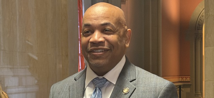 Assembly Speaker Carl Heastie addressed reporters Wednesday afternoon as the first budget bill had been printed.