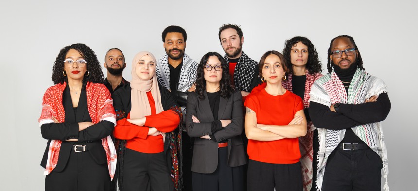 Candidates endorsed by NYC-DSA, from left to right: Darializa Avila Chevalier, Christian Celeste Tate, Aber Kawas, Eon Huntley, Claire Valdez, David Orkin, Diana Moreno, Samantha Kattan and Conrad Blackburn