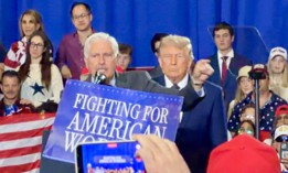President Donald Trump, right, and Republican gubernatorial candidate Bruce Blakeman speak to over 1,500 supporters at a campaign event for Rep. Mike Lawler held at Rockland County Community College on May 22, 2026.