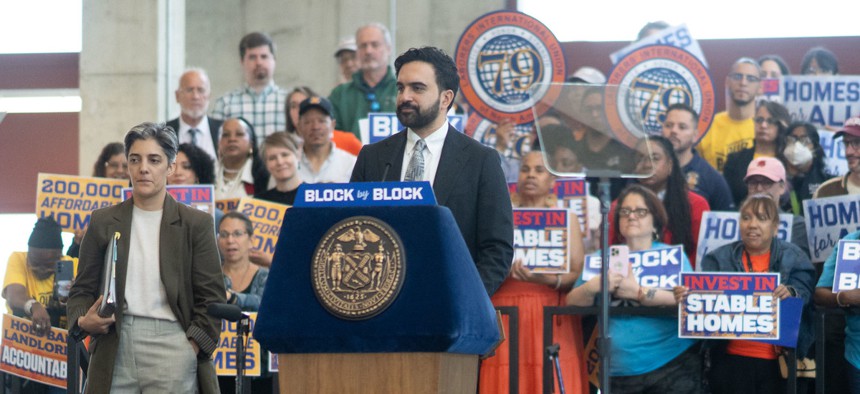 The mayor held a rally-style press conference to unveil his housing plan on Tuesday.
