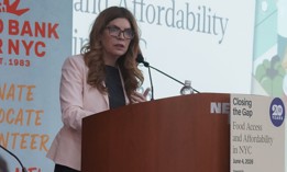 Speaker Julie Menin returned to New York Law School Thursday morning, after getting an honorary degree last month.