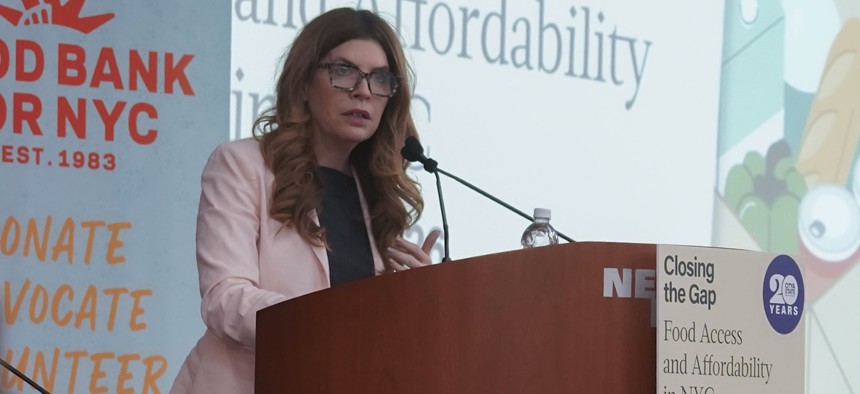 Speaker Julie Menin returned to New York Law School Thursday morning, after getting an honorary degree last month.