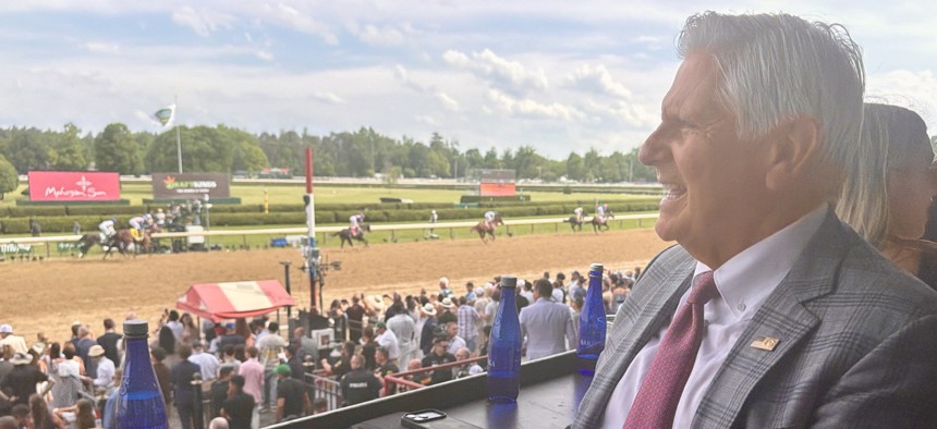 Nassau County Executive Bruce Blakeman attended the Belmont Stakes at Saratoga Race Course on June 6, 2026.