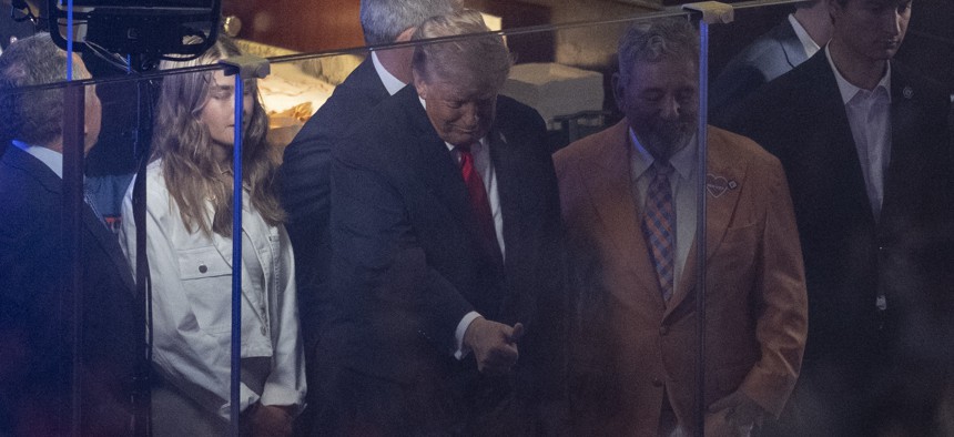 New York Knicks owner James Dolan had a special guest in his box for Game 3 of the NBA Finals.