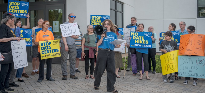 Rockland County residents and activists protest the development of a new data center in Orangeburg.