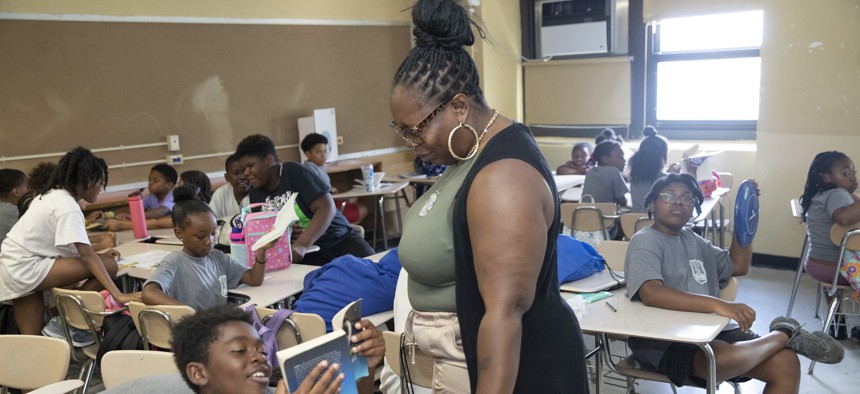 New York City Council Member Althea Stevens tours Community Voices Middle School on July 28, 2023.