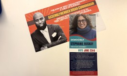 Check the fine print - the Cunningham mailer is from Moving New York Families Forward, and the Ruskay flyer is from Westside Progress