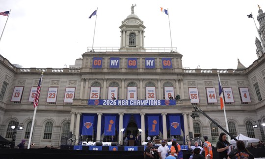 Knicks fans are celebrating a championship with a ticker-tape parade.