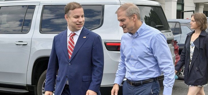 GOP Rep. Jim Jordan of Ohio stumped for Sticker Mule CEO Anthony Constantino at Epimed, a medical device manufacturing company, in Fulton County on Thursday.