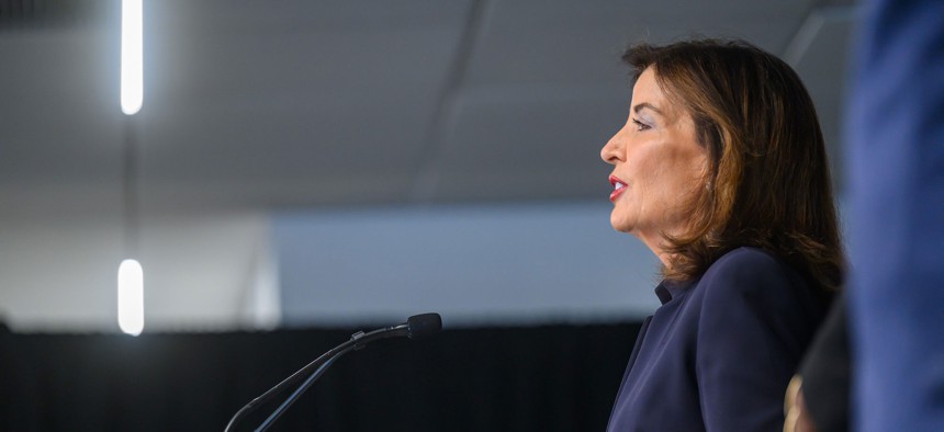 The day after the primaries, Gov. Kathy Hochul highlighted the state’s countersuit against the Trump administration.