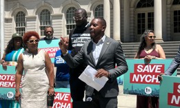 Council Members Mercedes Narcisse and Chris Banks call for more resources for NYCHA and more rental assistance.