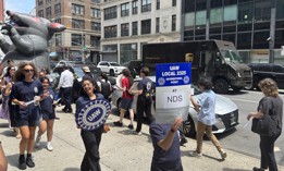 Fresh off the campaign trail, Darializa Avila Chevalier joined her old colleagues, and Scabby the Rat, to agitate for a new contract. 