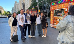 Mamdani adviser Morris Katz, second from left, with Fight Agency colleagues after watching Zohran Mamdani cast a ballot in the Democratic primary election on June 20, 2026.