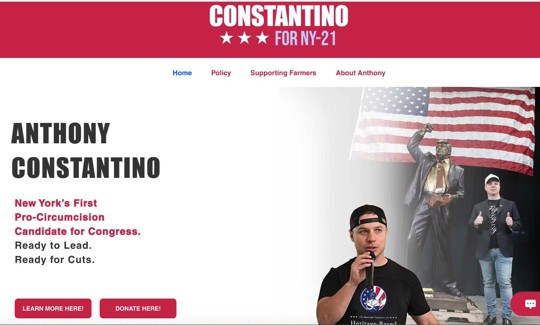 A fake website and flyers suggested that North Country Republican congressional candidate Anthony Constantino supports universal circumcision (he does not).