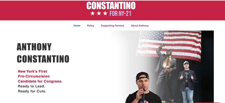 A fake website and flyers suggested that North Country Republican congressional candidate Anthony Constantino supports universal circumcision (he does not).