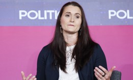 Then-Senior Advisor to the Director of the Cybersecurity and Infrastructure Security Agency Cait Conley speaks to during Politico's annual AI and Tech Summit on September 17, 2024.