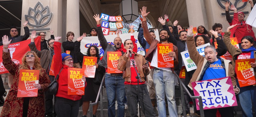 The New York City Democratic Socialists’ Tax the Rich rally in Union Square on November 16, 2025