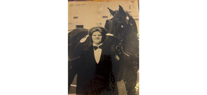 Anita McGill with her horse Spike near 59th Street and 7th Avenue in 1987.