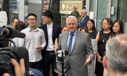 Republican gubernatorial candidate and Nassau County Executive Bruce Blakeman made a campaign stop in Downtown Flushing. 