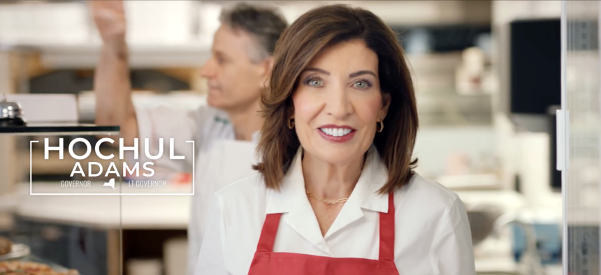 Gram-mama mia! Gov. Kathy Hochul hit the pizzeria in one of her new campaign ads.