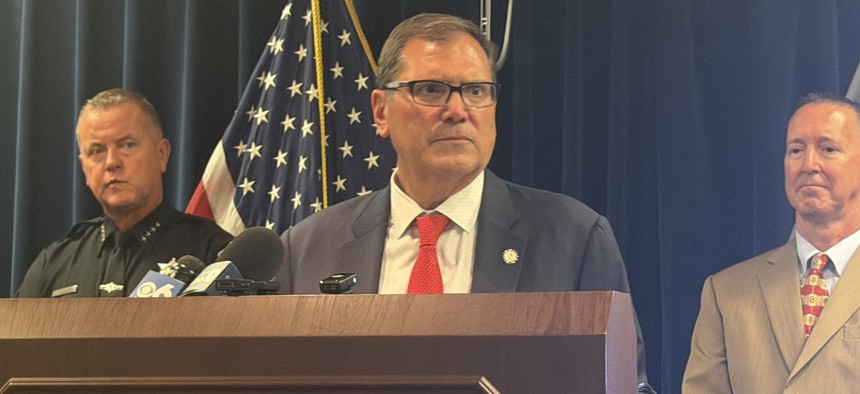 First Assistant U.S. Attorney for the Northern District of New York John Sarcone III held a press conference Thursday about the thwarted attack in the federal courthouse in Albany.
