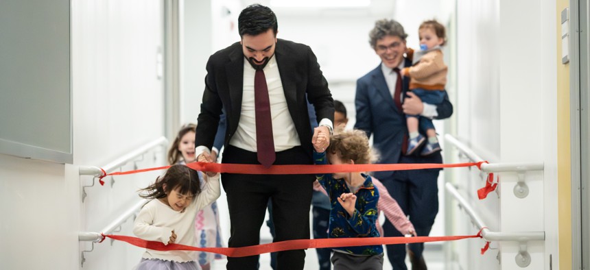 New York City Mayor Zohran Mamdani at a press conference on “cutting red tape” for early childhood education centers in April 2026.