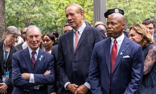 Former Gov. George Pataki attends the September 11 memorial alongside former Mayors Michael Bloomberg and Eric Adams in 2022.