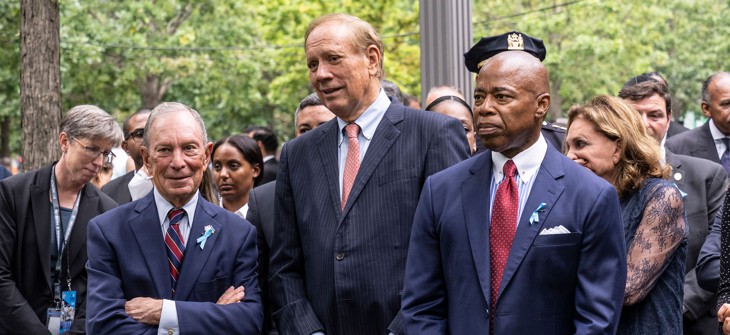 Former Gov. George Pataki attends the September 11 memorial alongside former Mayors Michael Bloomberg and Eric Adams in 2022.