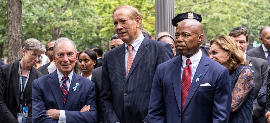 Former Gov. George Pataki attends the September 11 memorial alongside former Mayors Michael Bloomberg and Eric Adams in 2022.