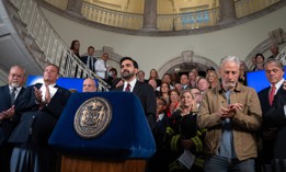 The mayor was joined by advocates and Congress members – but only one council member. 