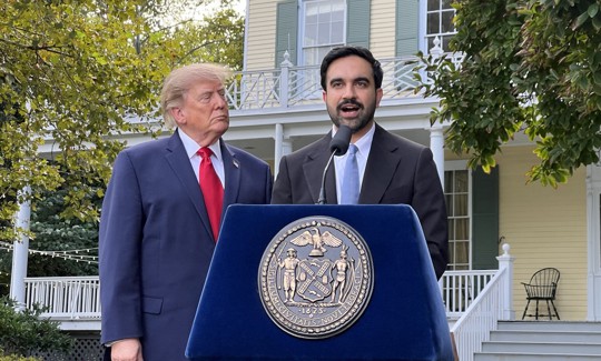 There was an extremely cordial atmosphere in the backyard of Gracie Mansion