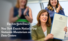 A new ad for the governor’s reelection campaign focuses on her one-year data center moratorium. 
