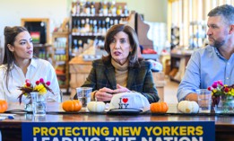 Gov. Kathy Hochul and Reps. Alexandria Ocasio-Cortez and Pat Ryan put on their best farm business attire for the Hopewell Junction appearance. 