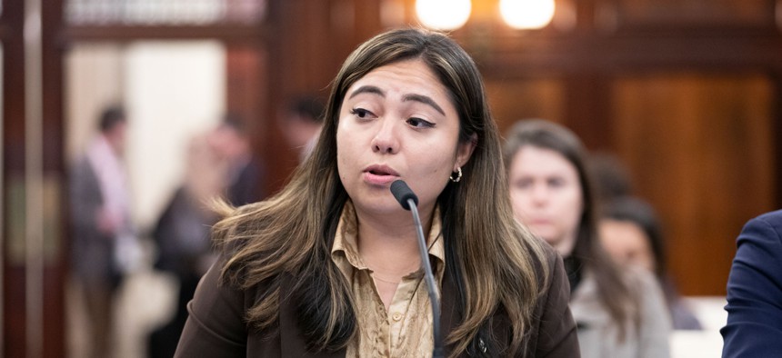 State Sen. Kristen Gonzalez testified at the New York City Council’s Committee of the Whole meeting on Oct. 5 to discuss the threat of artificial intelligence.