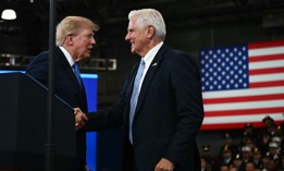 President Donald Trump rallied with Nassau County Executive Bruce Blakeman on Long Island in August.