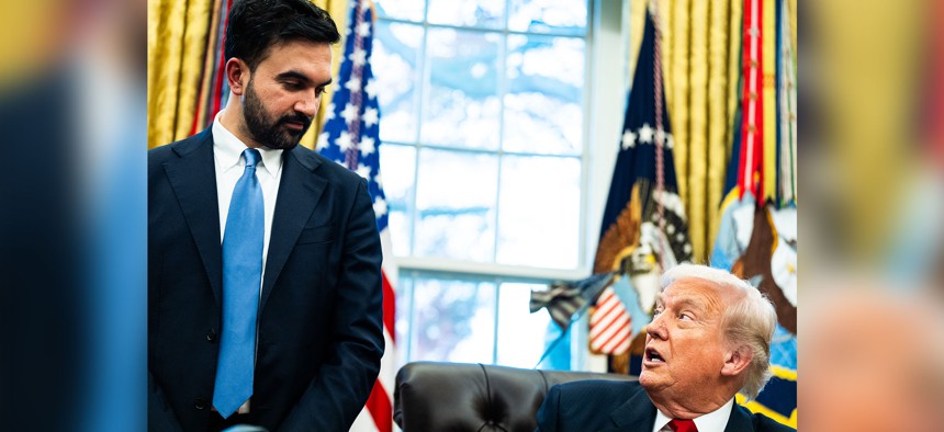 Then-New York City Mayor-elect Zohran Mamdani and President Donald Trump at a White House meeting in November 2025.