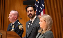 New York City Mayor Zohran Mamdani and New York City Police Commissioner Jessica Tisch announcing crime statistics in October 2026.