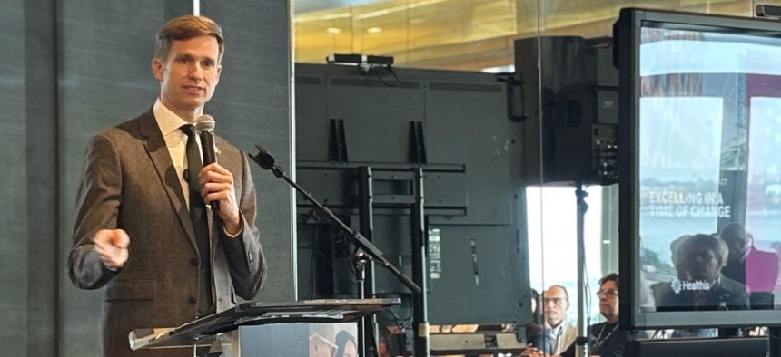 State Sen. Erik Bottcher provided legislative insights at Healthix’s full-day event.
